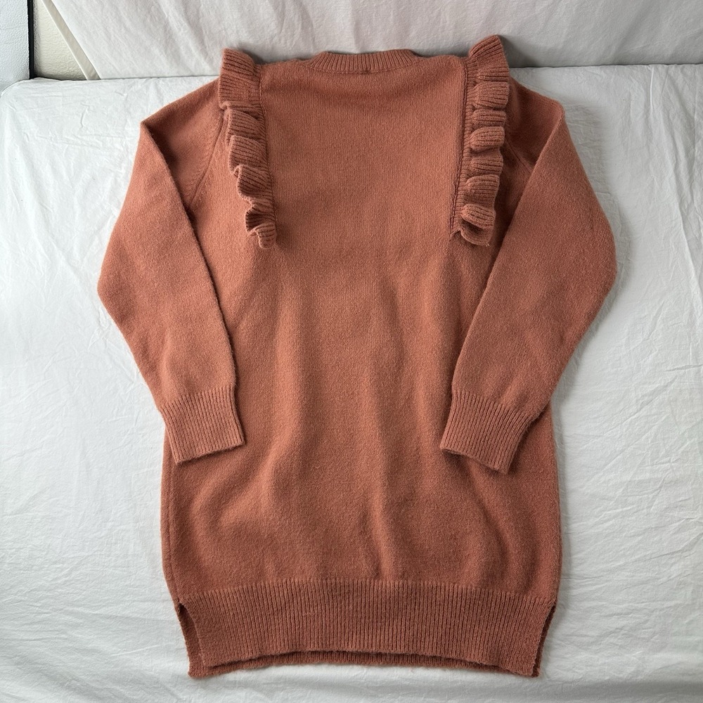 Dreamers By Debut Sweater Womens Small Pullover Orange Dress Tunic Long Ruffle - Picture 2 of 8